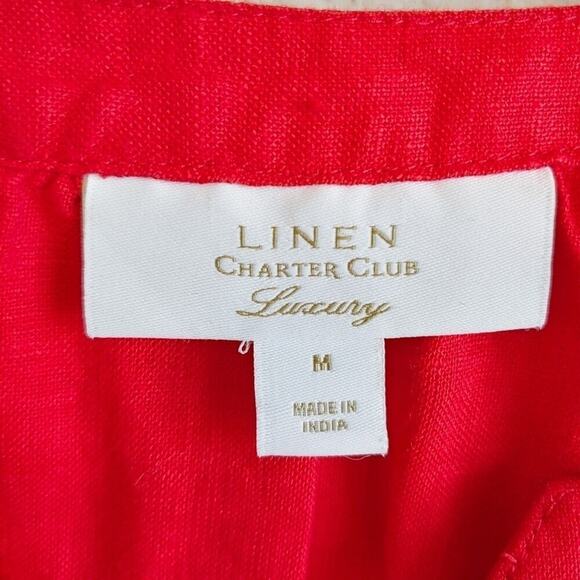 Charter Club Luxury Linen Short Sleeve Blouse Size M - Picture 4 of 8